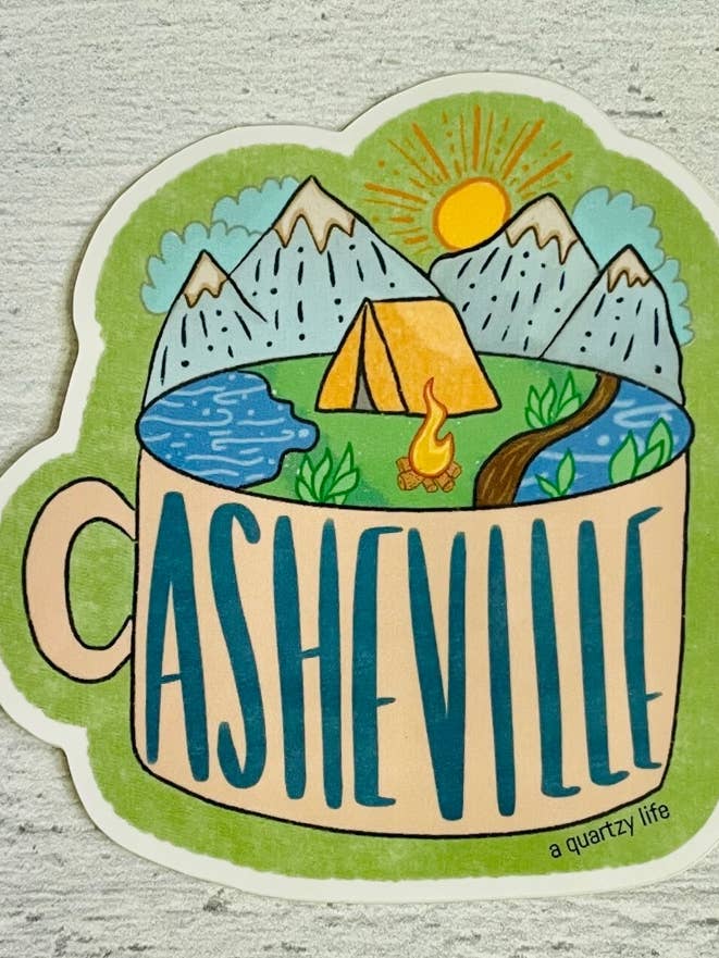 Asheville Camping Cup Sticker for wholesale by A Quartzy Life