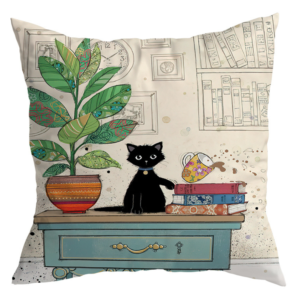 Moderny - Wholesale Throw Pillow Cover - Vintage Black Cat Cushion Covers6
