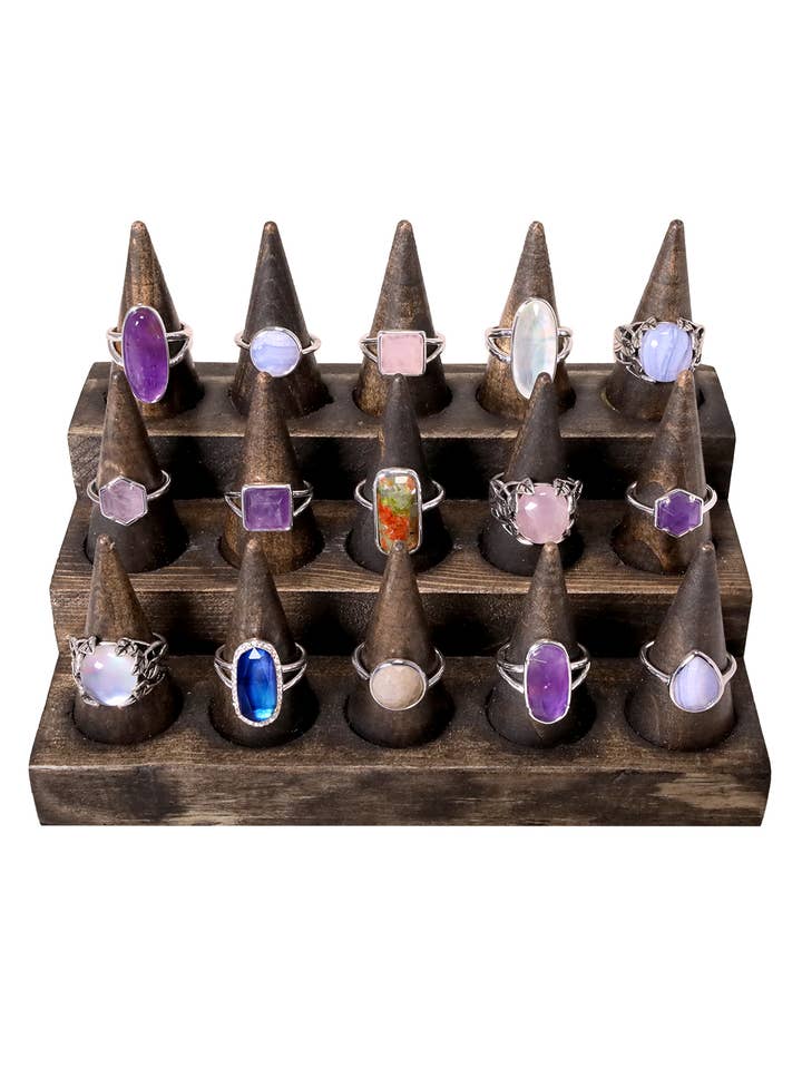 $14,00 Pc x 15 st Halvädelstensring Förpackning - Storlekar 6,7,8 för wholesale av Zoey Simmons