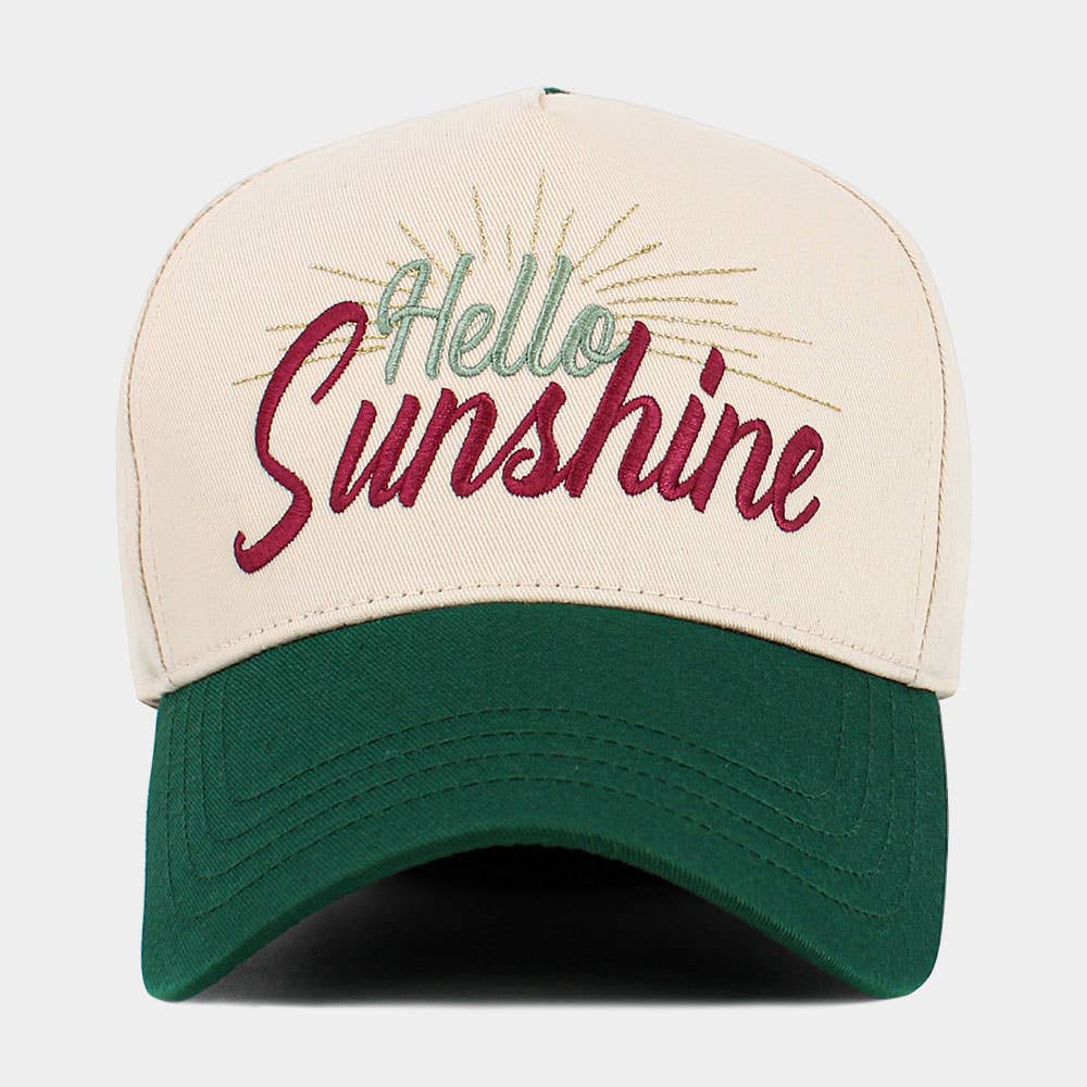Sensibling Corp. - Vente Casquette de baseball – femme - Casquette de baseball en velours côtelé brodée avec le message HELLO SUNSHINE2