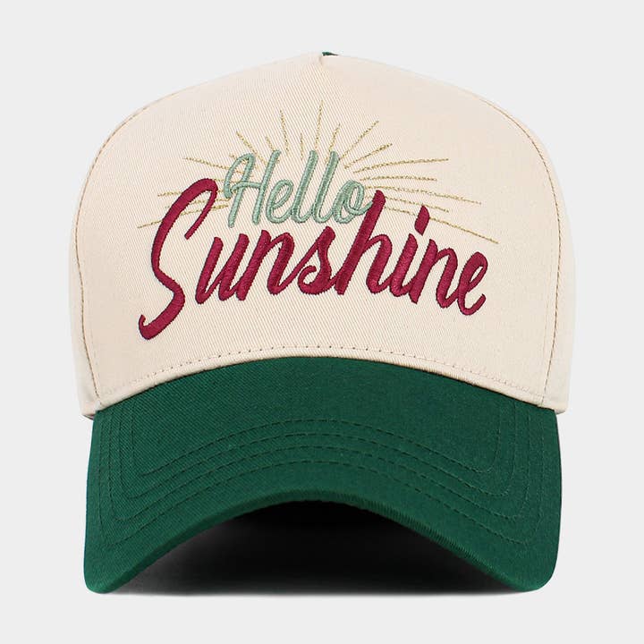 Sensibling Corp. - Vente Casquette de baseball – femme - Casquette de baseball en velours côtelé brodée avec le message HELLO SUNSHINE2