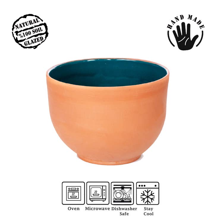 Handmade Clay Pot for Cooking Set of 4, Non-Toxic Terracotta Bowls, Clay  Cookware Dishes, Glazed Earthenware Dinnerware Suitable for Microwave and  Oven-Cooking 