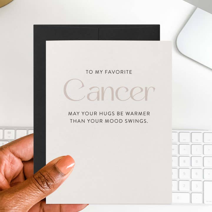My Favorite Cancer Zodiac Birthday Greeting Card for wholesale by Blú Rose