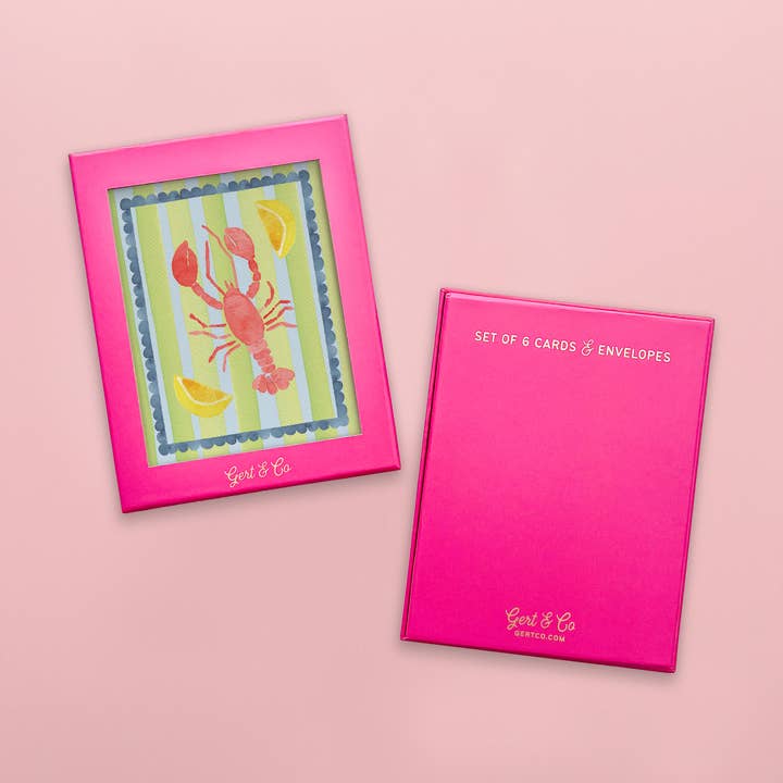Whimsical Lobster Greeting Card Set | Box Set of 6 Cards for wholesale by Gert & Co
