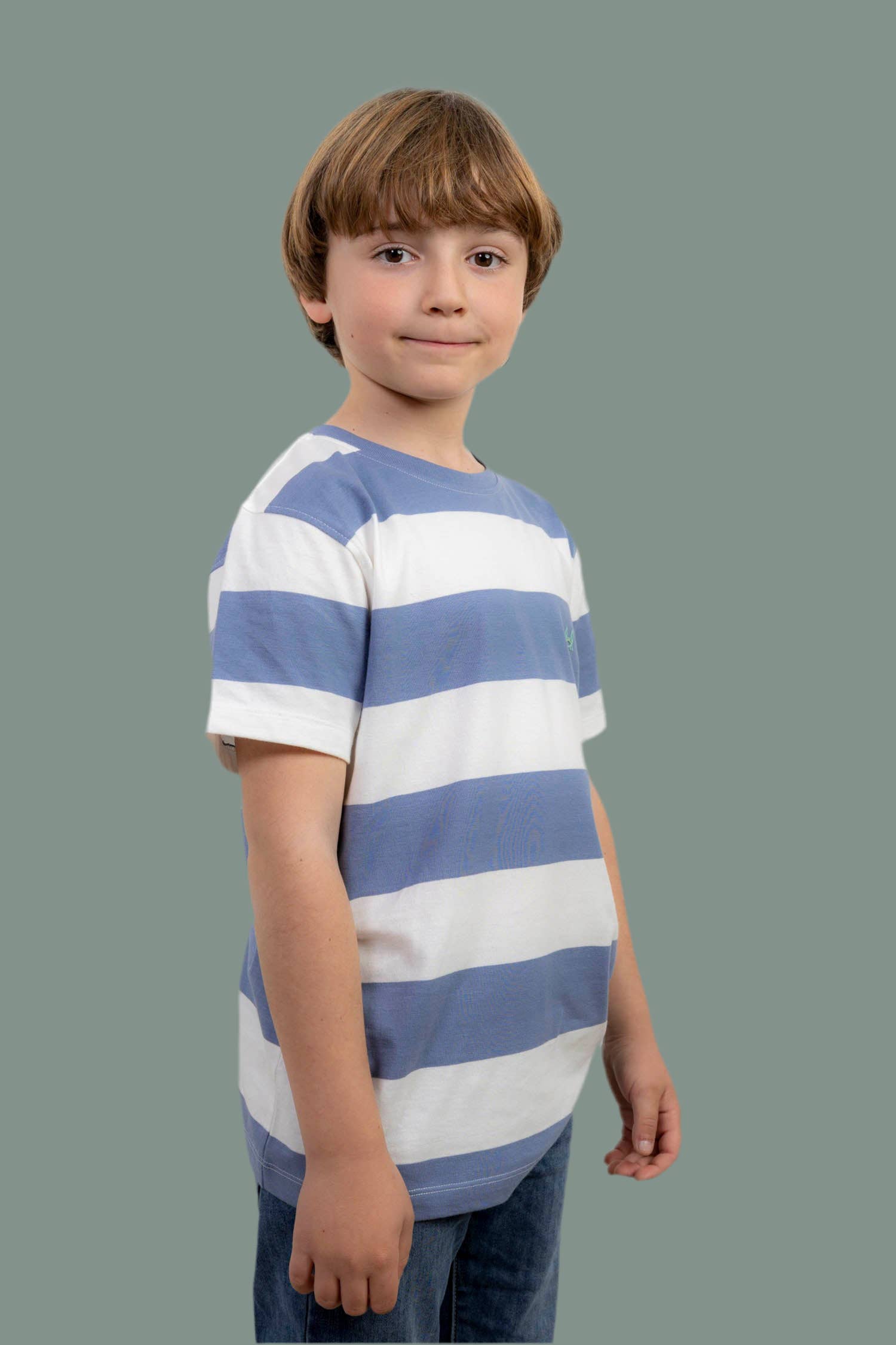 Custi Mikelo: Men's Clothing & Christmas Gifts - Wholesale T-Shirt - Kids - Blue Striped Children's T-shirt | Monaco