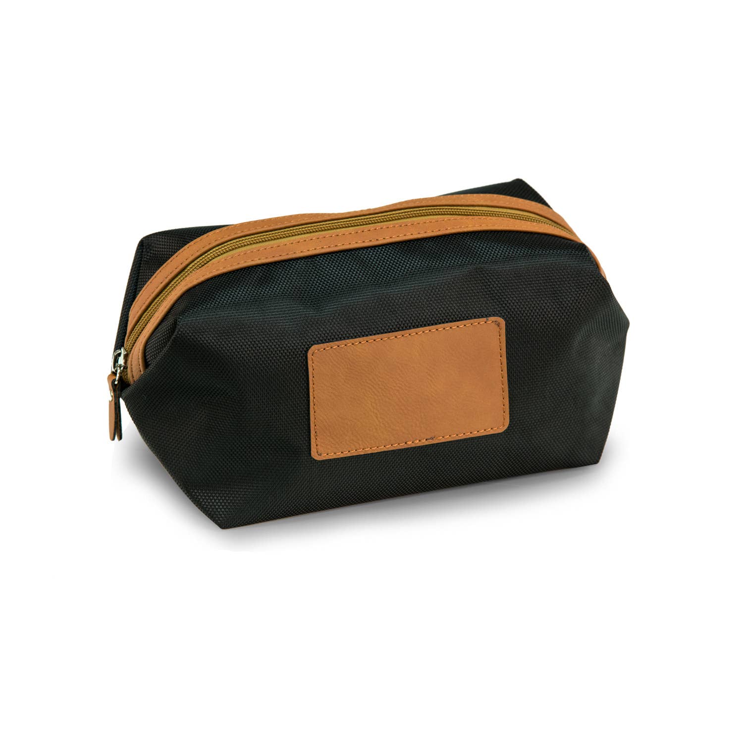 BeyBerk International - Wholesale Toiletry Bag - Unisex - Dopp Kit with Black Nylon and Brown Accents0