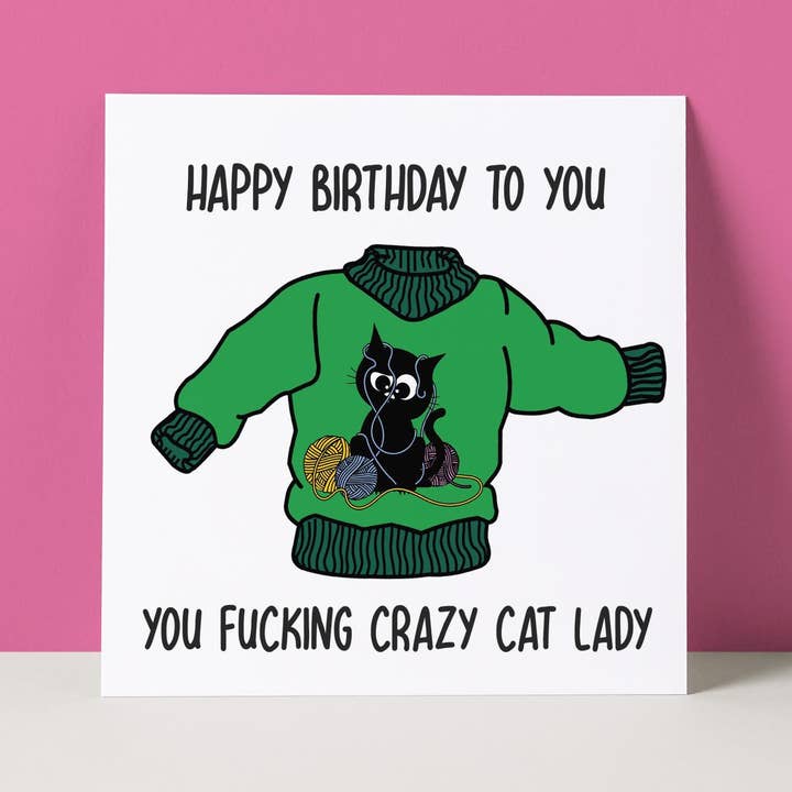 CRAZY CAT LADY - BIRTHDAY CARD for wholesale by Pack a Punch Designs
