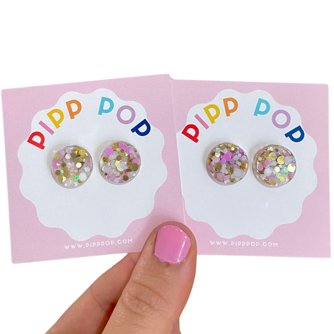 Pipp Pop - Wholesale Stud/Post Earrings - Glitter Resin Studs - 34 Colours Available32