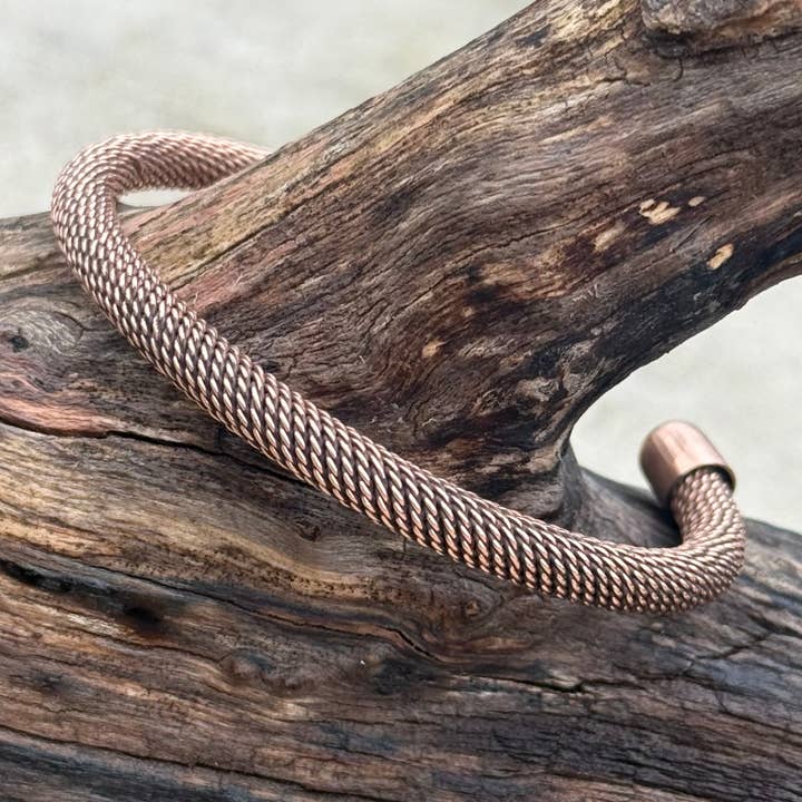 Lungta Imports - Wholesale Cuff Bracelet - Pure Copper Twisted Open Back Bracelet for Women and Men 3