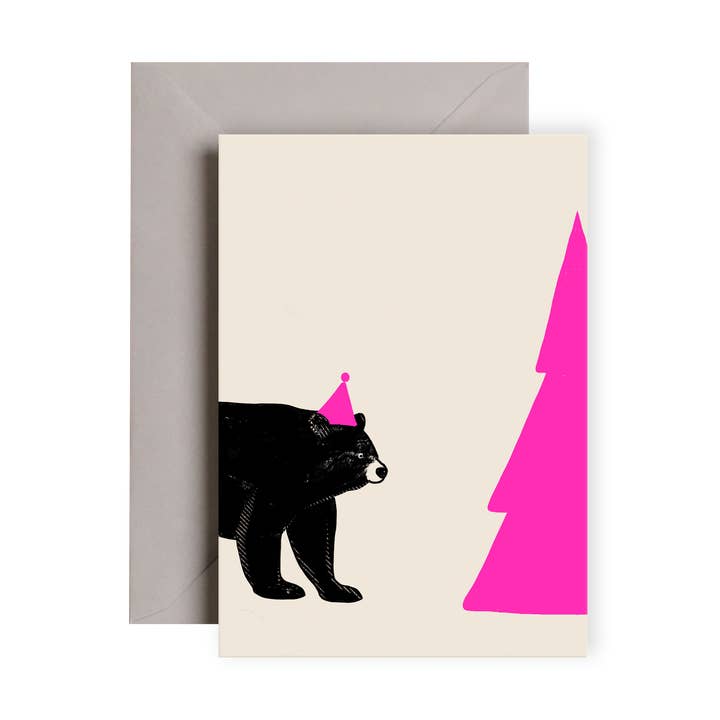 Christmas Tree Bear Neon Card | Holiday Card | Christmas for wholesale by I am Roxanne