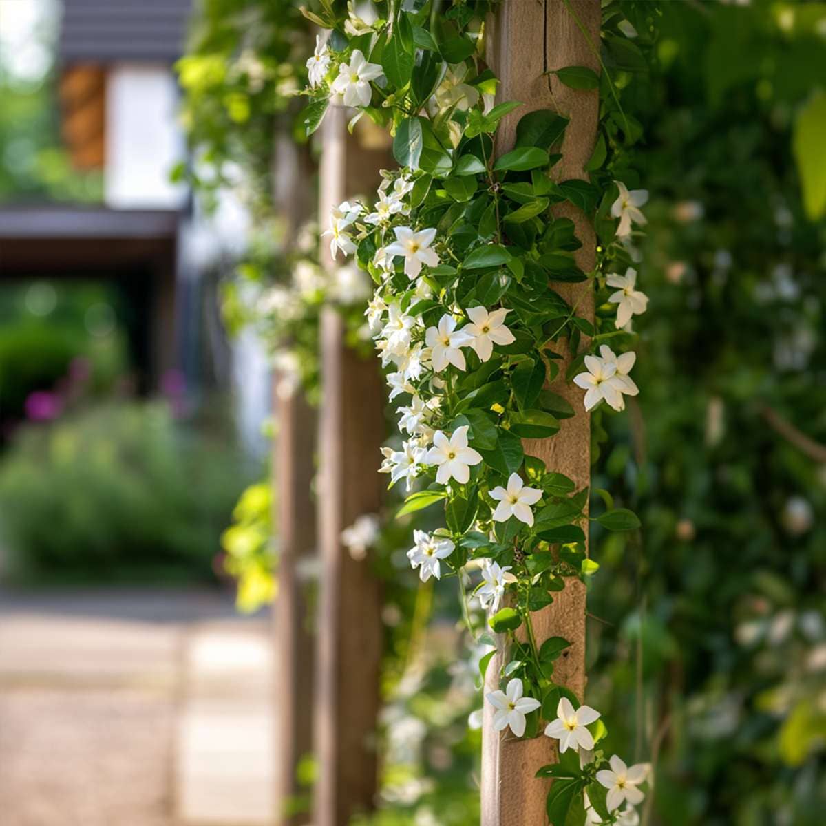 Oasis of Life – wholesale Levande växt – Stjärnjasmine Trachelospermum jasminoides – 8 växter – Höjd 110-120cm – Ø17cm – Ständigt grön klätterväxt med doftande vita blommor – Vinterhärdig toskansk jasmin för trädgård & terrass8