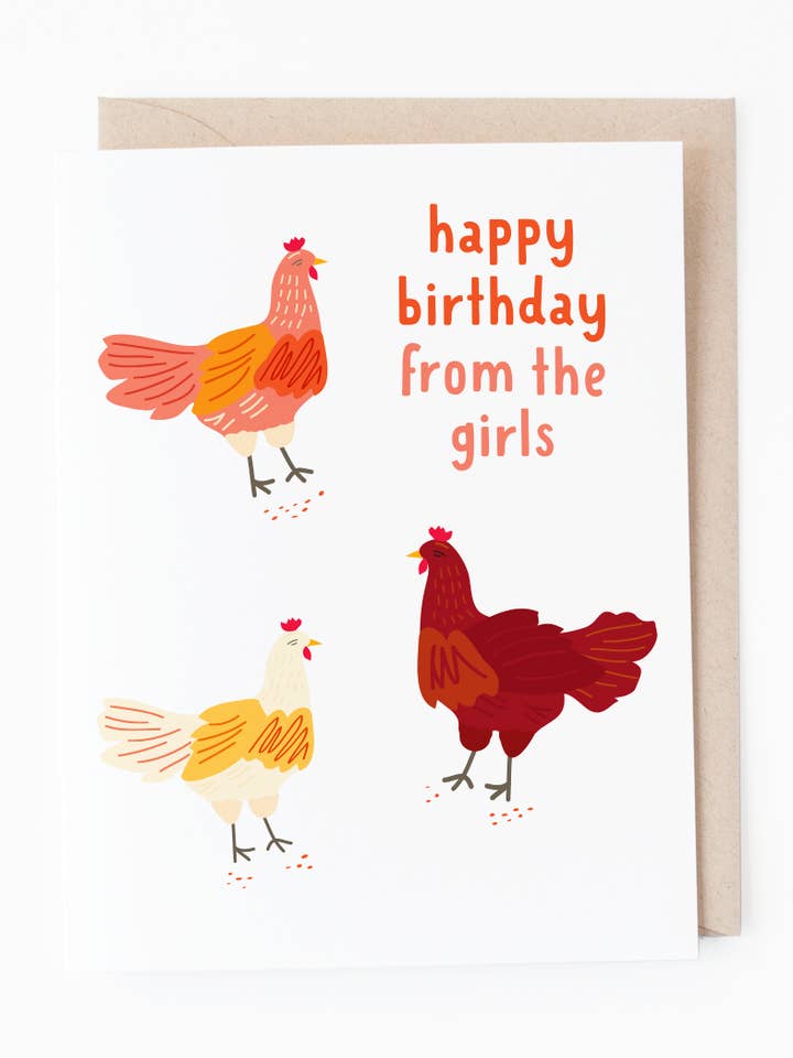 Fijne Verjaardag van de Meisjes Grappige Kip Wenskaart voor wholesale door Graphic Anthology Greeting Cards