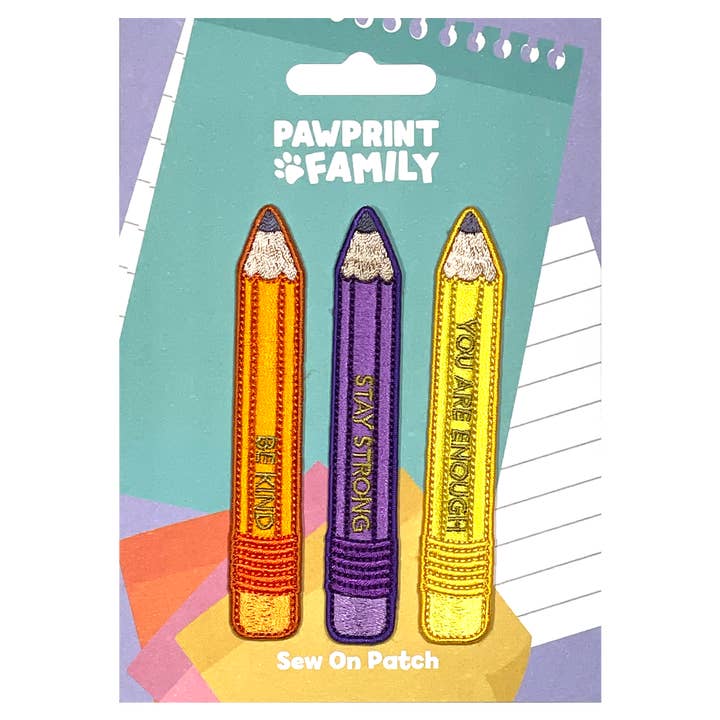Be Kind Pencil Sew On Patch Set for wholesale by Pawprint Family
