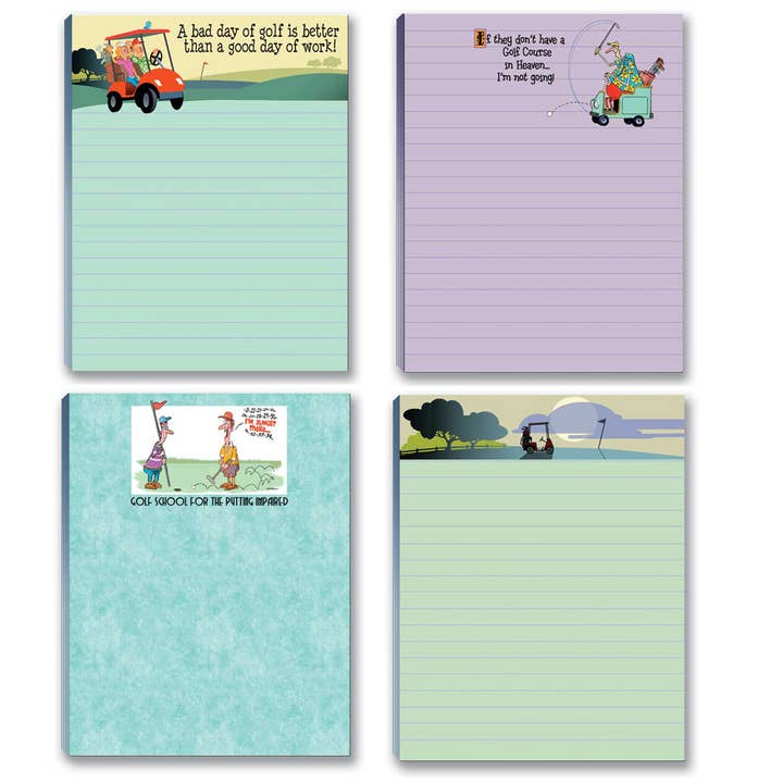 Golf Assorted Notepads - Set of 4 for wholesale by Stonehouse Collection