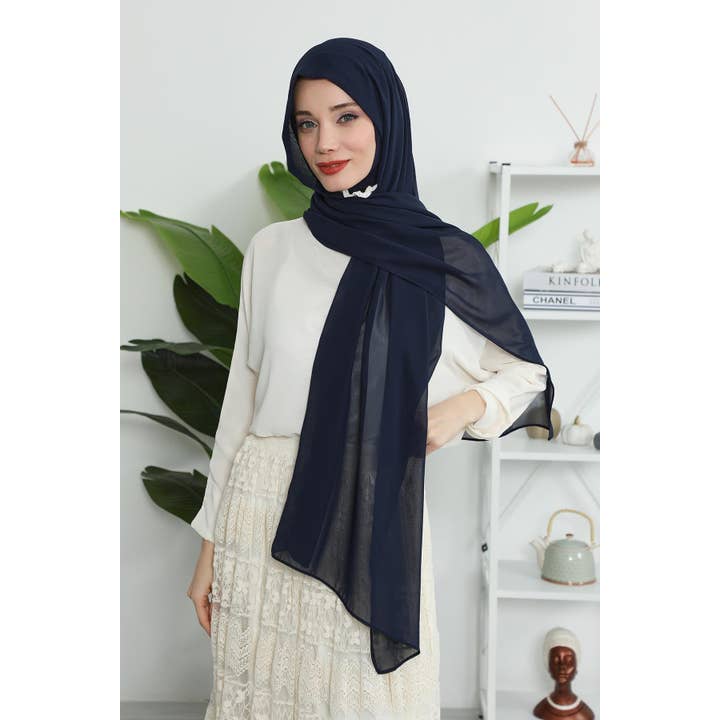 Aisha's Design - Wholesale Hijab – Women’s - Instant Chiffon Shawl Headscarf for Women with Cotton Bonnet Chiffon Turban Cap, Ready-to-Wear Soft Chiffon Shawl Instant Hijab Wrap,PS-46101