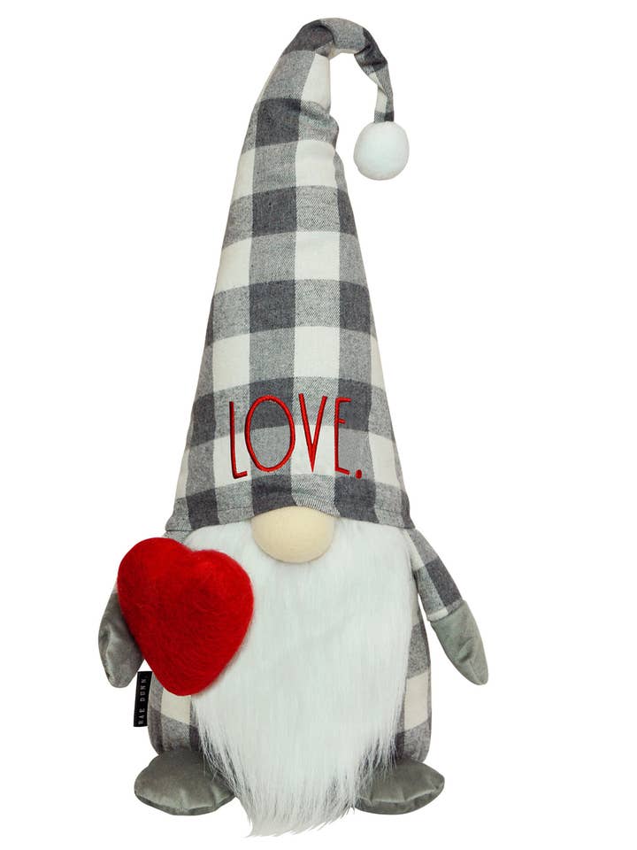 Rae Dunn « Amour » Nain en peluche à carreaux noir et blanc pour la vente par DesignStyles Home