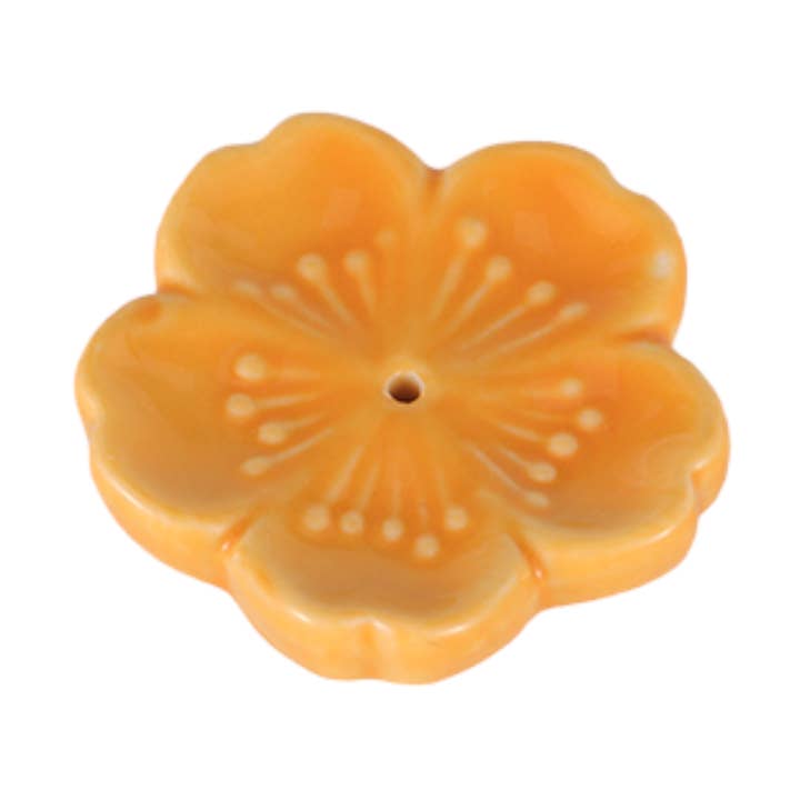 Sakura Cherry Blossom Incense Holder 2 inch Yellow (50/500) for wholesale by Urban Tokyo