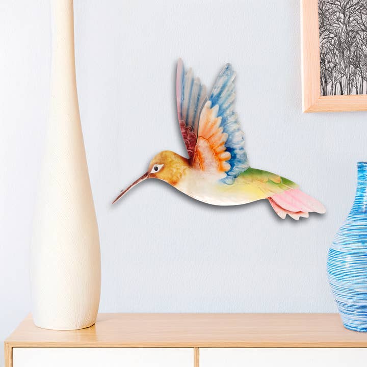 Hummingbird Väggdekor Vit Röd Och Blå, In/Utomhus för wholesale av Eangee Home Design