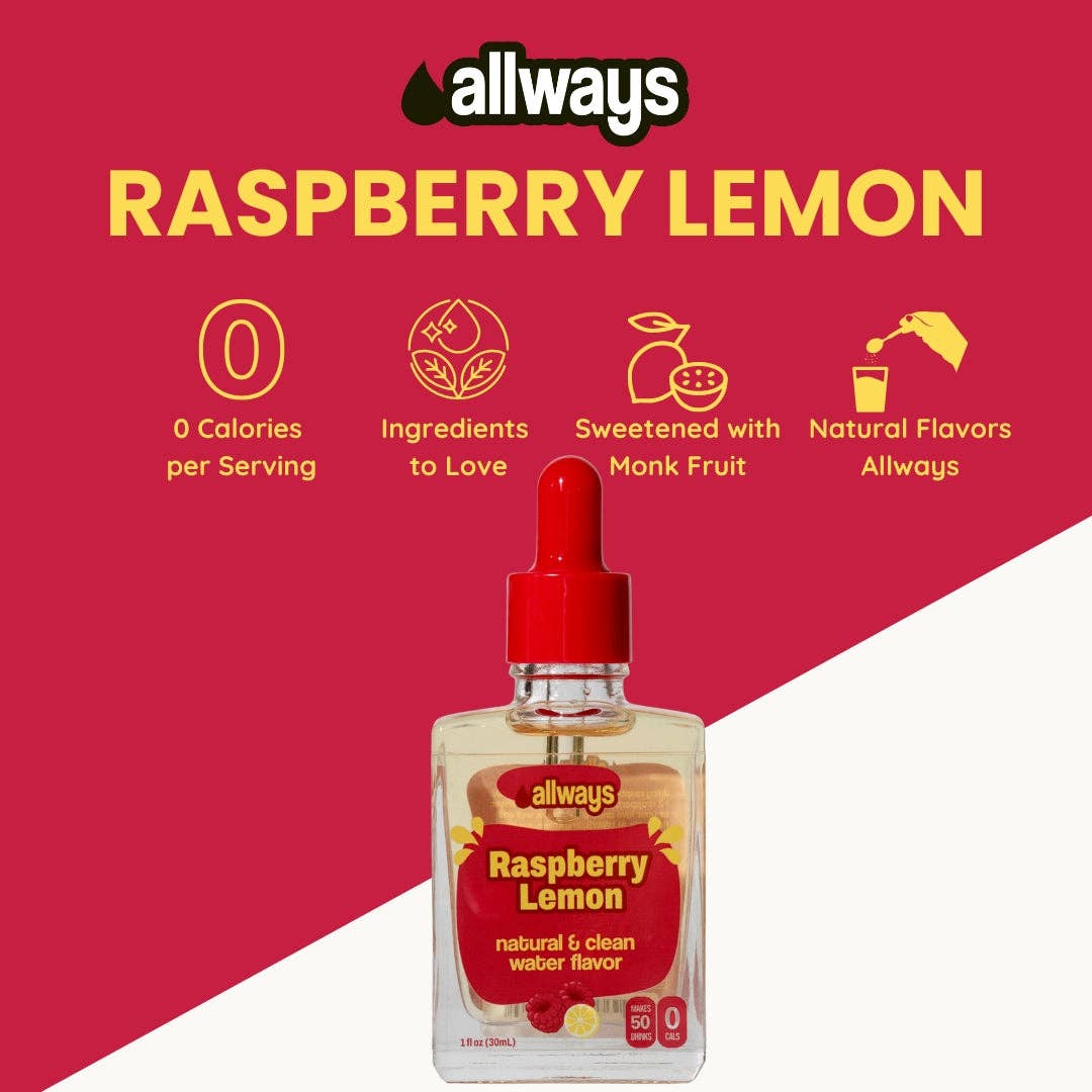 Allways Drops - Wholesale Flavored Syrup - Raspberry Lemon Drops, Natural Flavor, 1 oz, 50 Servings2