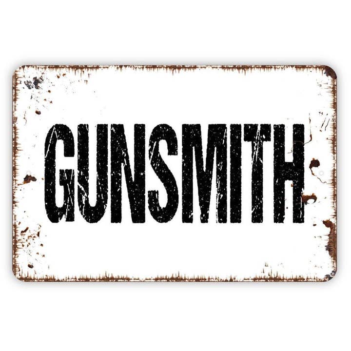 Rustic Gunsmith Hunting Repair Shop Metal Sign or Sticker for wholesale by North Star Rustics Signs