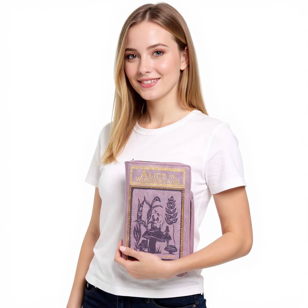 COMECO INC - Wholesale Clutch Bag - Women's - Vintage Midsize Book Clutch Bag Alice in Wonderland Book4