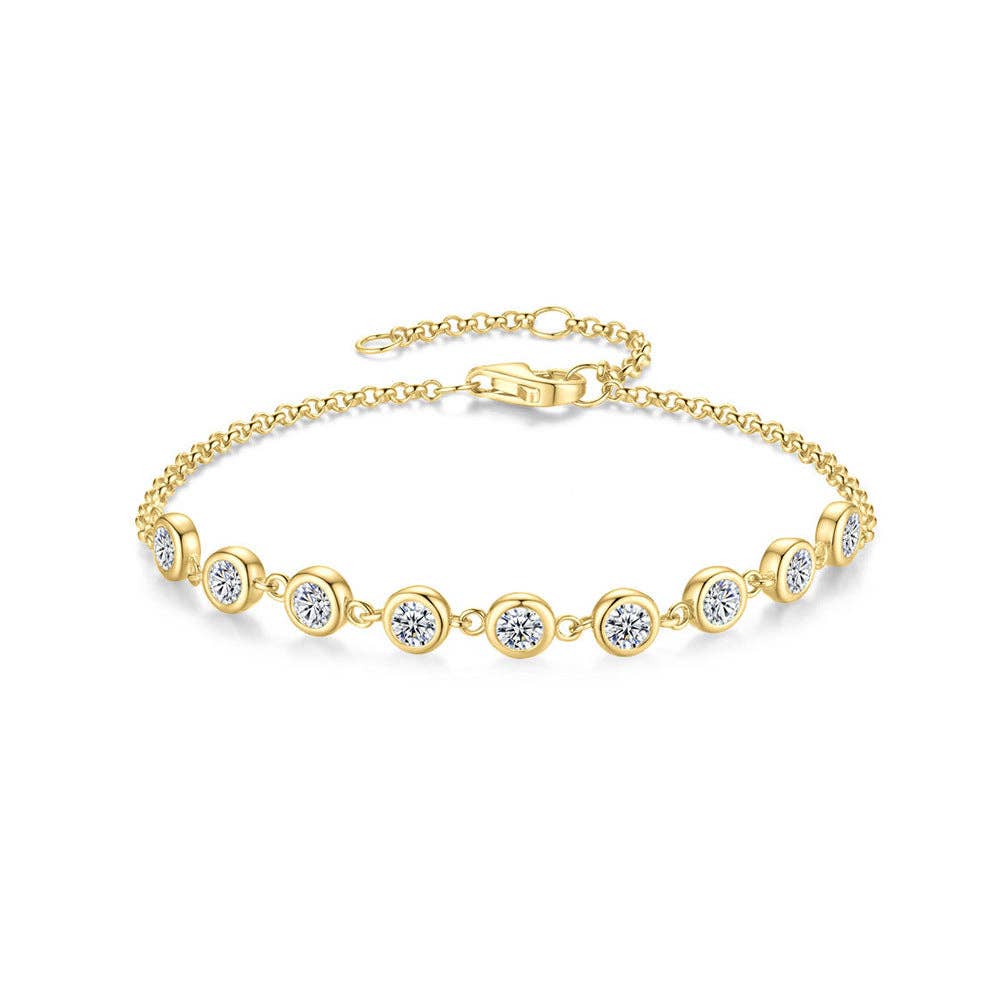 Revelari - Wholesale Link & Chain Bracelet - hionRound Bezel Set Zircon Chain Bracelet2