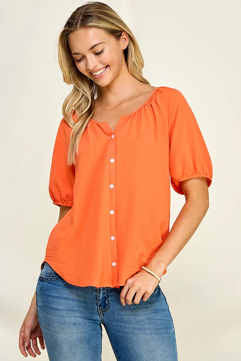 Chris & Carol Apparel - Vente Chemise à col boutonné – femme - Bouton Top-H2348T5