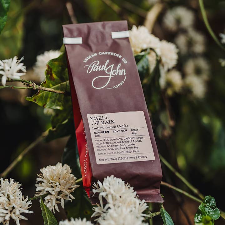 Paul John Indian Caffeine Co. - Wholesale Coffee Beans - Indian Coffee, Smell of Rain, 12 oz bags, Ground0