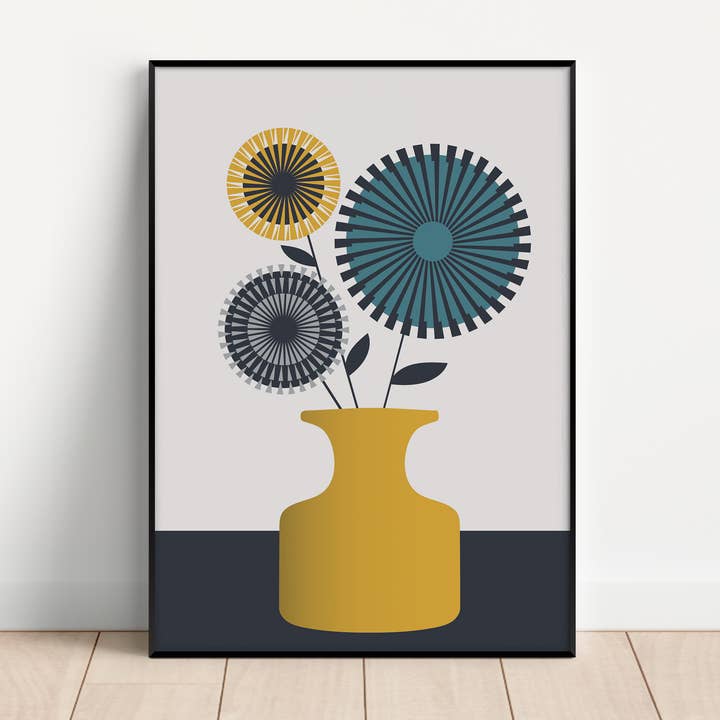 Impresión sin marco de jarrón mostaza para venta al por mayor de Gail Myerscough