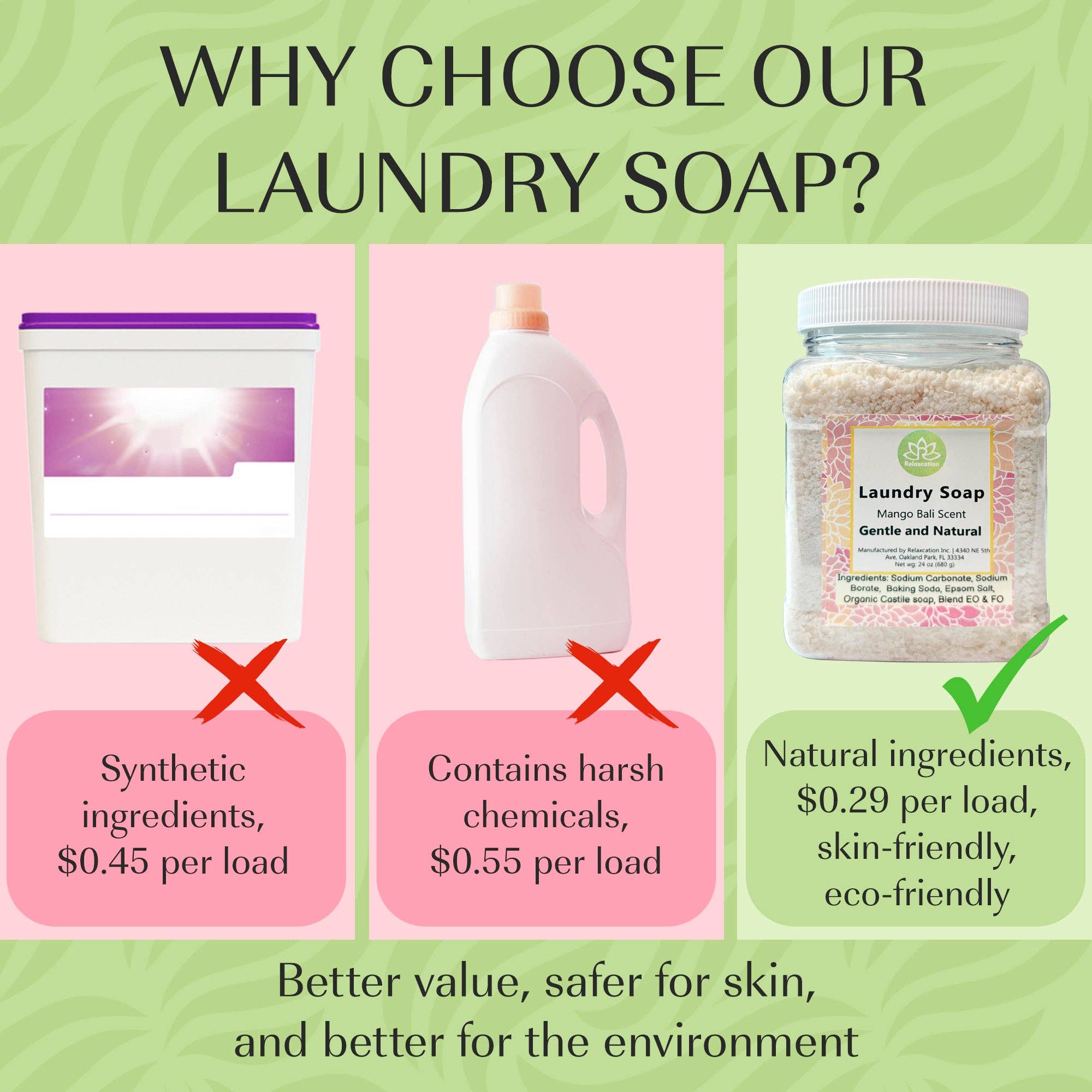 Relaxcation - Wholesale Laundry Detergent Powder/Pods - Eco-Friendly Laundry Soap Detergent Mango Bali 24oz1