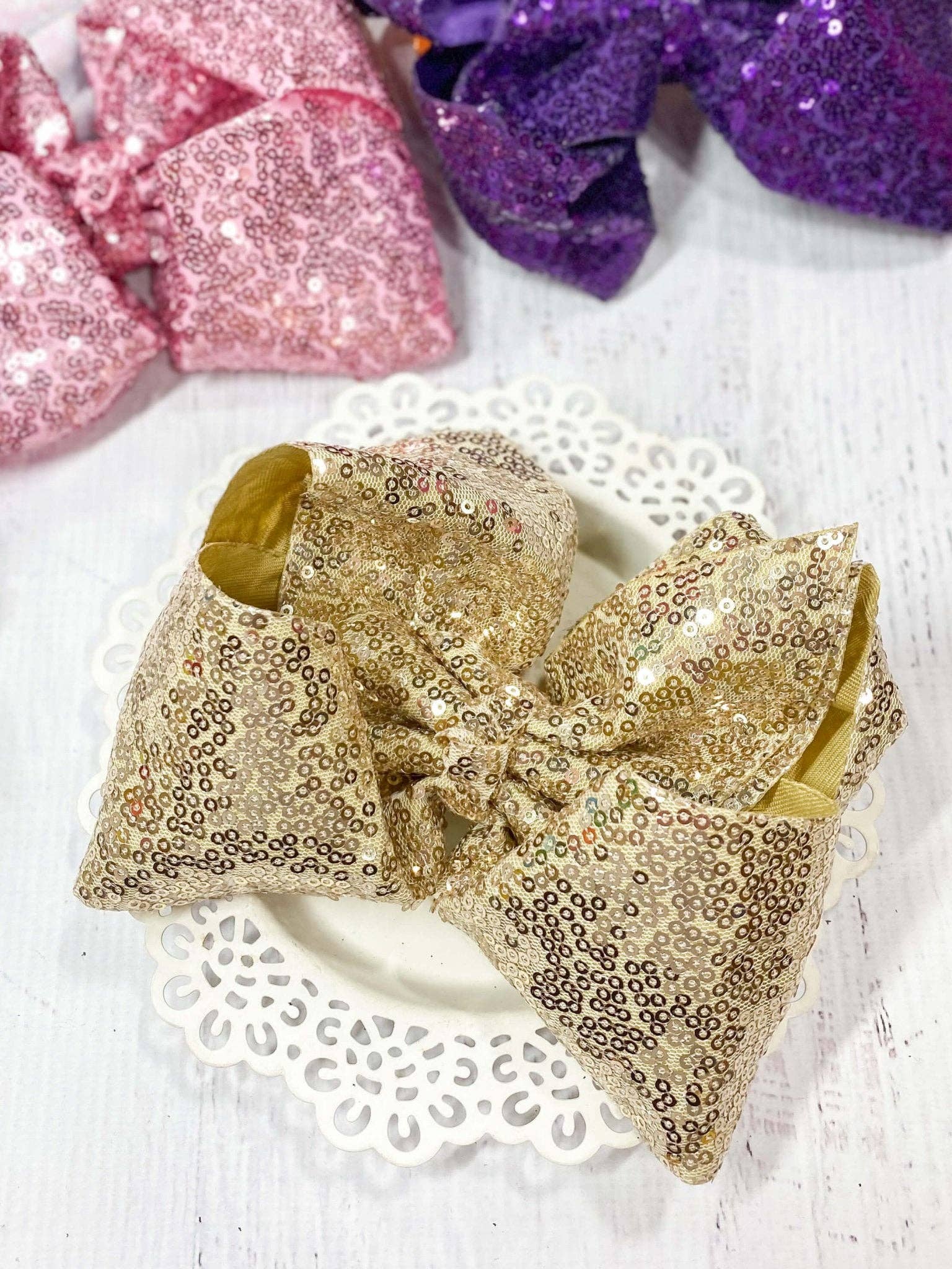 The Hair Bow Company - Wholesale Hair Bow - Kids - Sequin Texas Size Hair Bows - Alligator Clip - 6.5"7