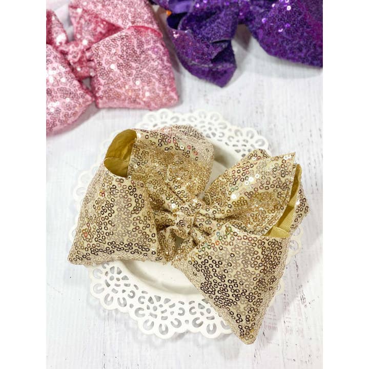 The Hair Bow Company - Wholesale Hair Bow - Kids - Sequin Texas Size Hair Bows - Alligator Clip - 6.5"7