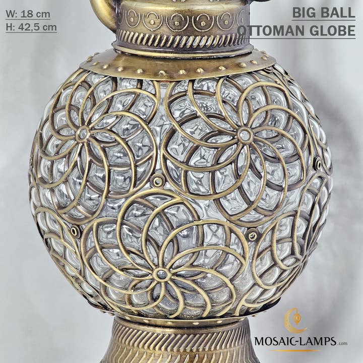 Mosaic Lamps - Wholesale Accent/Desk Lamp - Blown Glass 18 cm Globe Pitcher Table Lamp, XL Laser Metal B