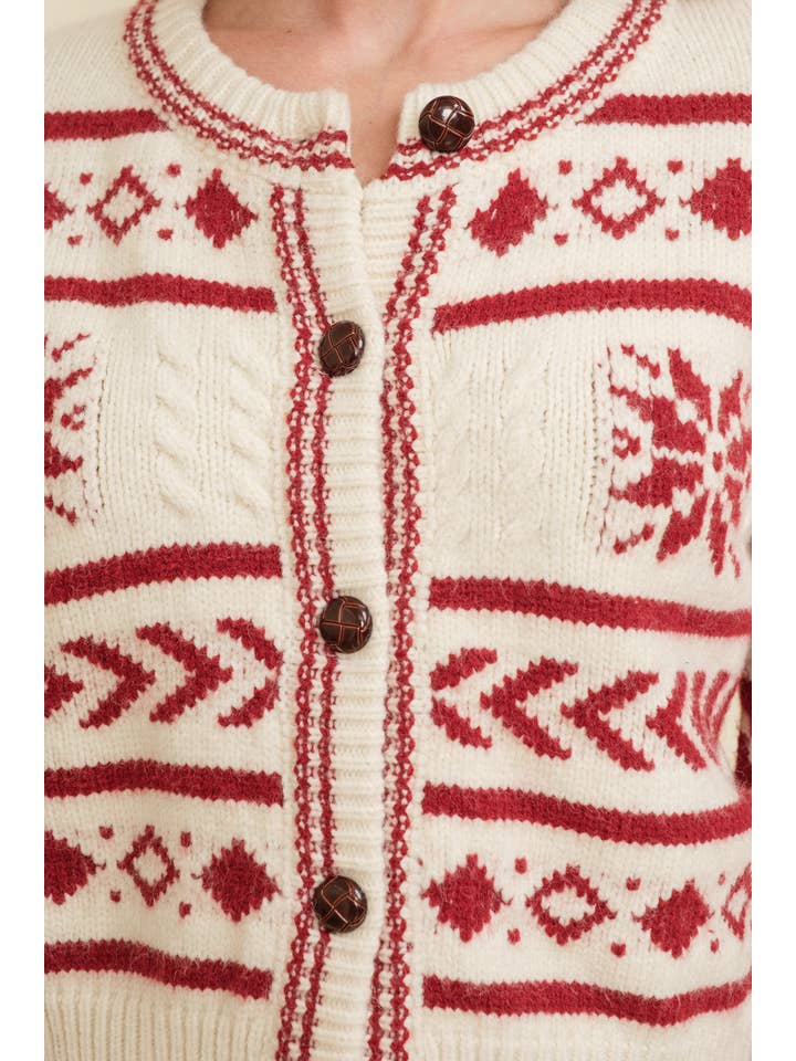CREAM CSW13359K - HOLIDAY BUTTON UP SWEATER for wholesale on Faire
