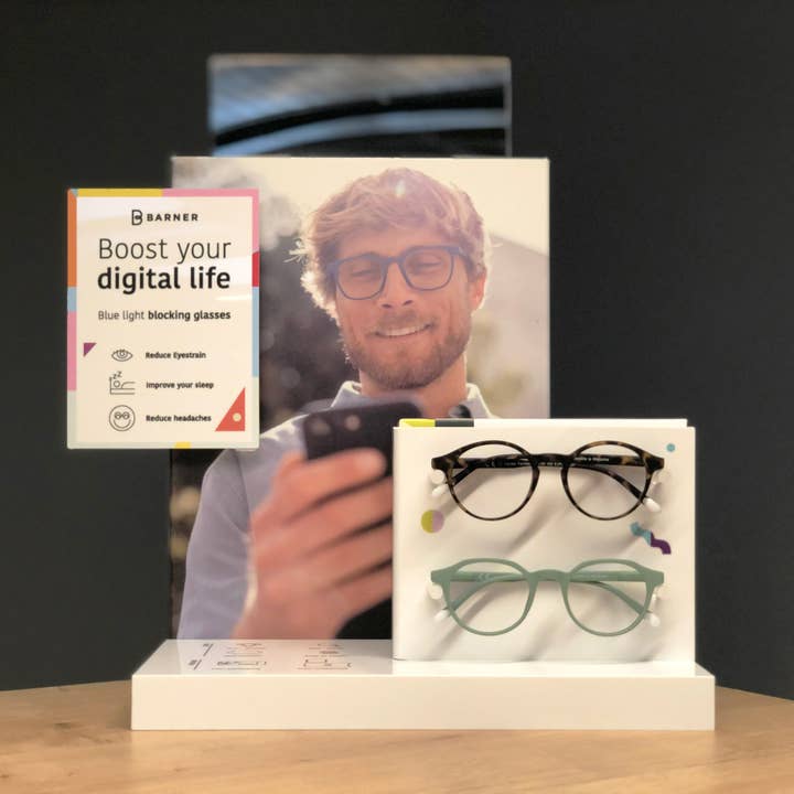 Pantalla Barner Retail - 10 gafas de luz azul para venta al por mayor de Barner