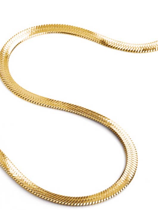 Kate - Collana in acciaio inossidabile a spina di pesce 14K - Più larga per la vendita all'ingrosso da parte di HoopLa