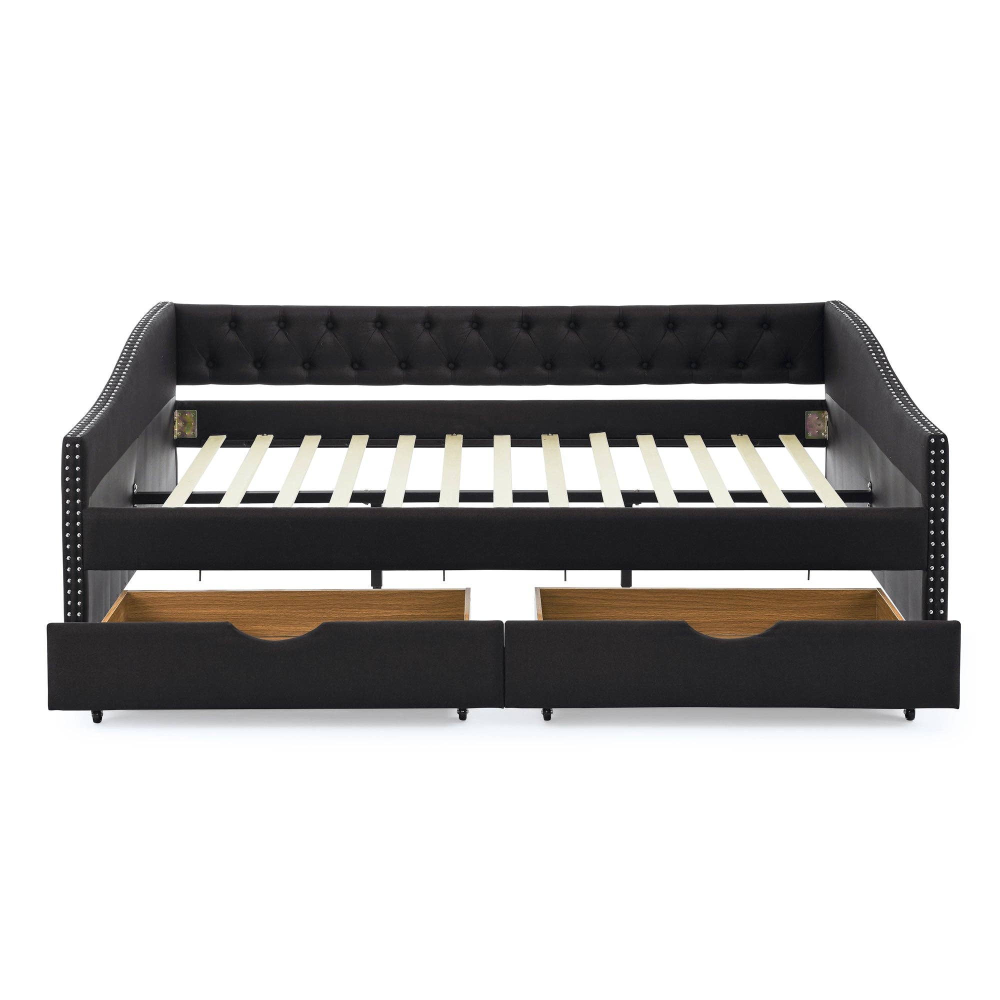 HOMYCASA DESIGN INC - Vente Canapés - Lit de jour capitonné taille Queen avec tiroirs canapé-lit tufté17