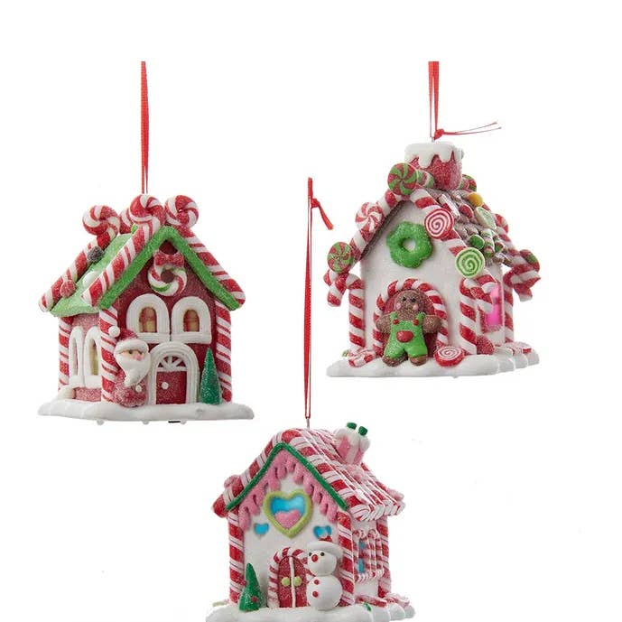 Kurt S. Adler, Inc. - Wholesale Ornament set - 3.5"B/O GINGRBRD LED CANDY HOUSE 3A0