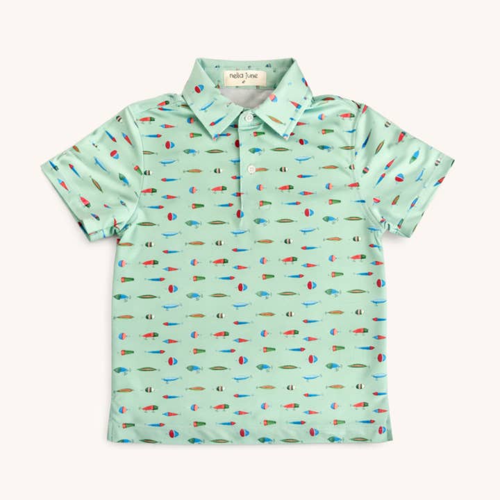 Boys' Performance Polo in Fishing for wholesale by Nella June