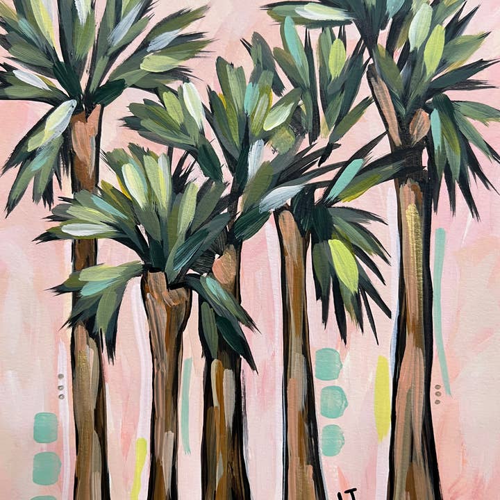Plants and Floral Print: Pink Palms for wholesale by Earth and Air Studios
