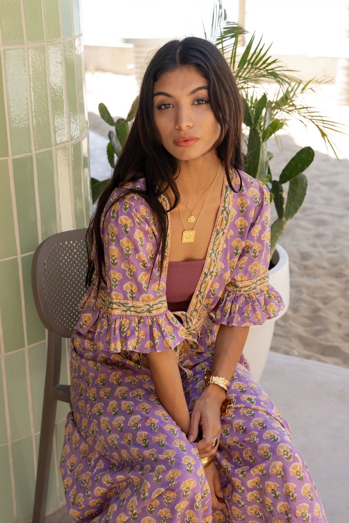 The Fox and The Mermaid - Wholesale Pants - Women's - Block Printed Palazzo Pants and Optional Top (Althea: Iris)2