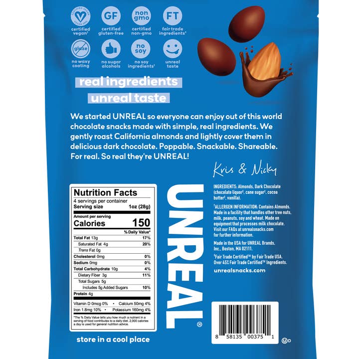 UNREAL - Wholesale Chocolate Covered Sweets - Dark Chocolate Covered Almonds - 6 bags