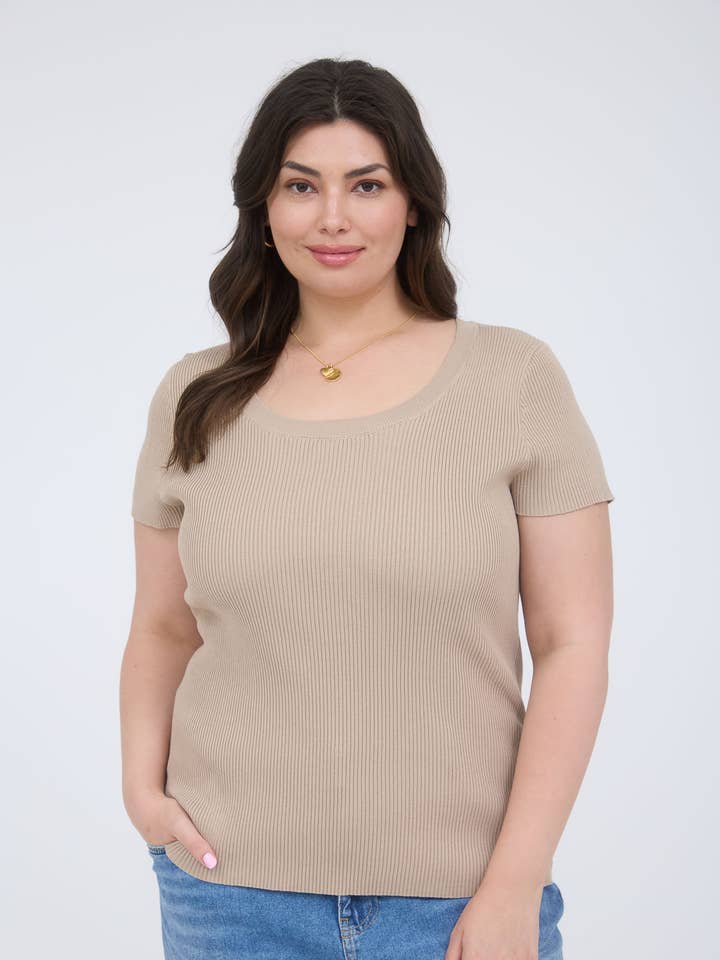 PLUS BACK TIE SWEATER KNIT SHORT SWEATER KNIT TOP for wholesale by The Workshop Studio