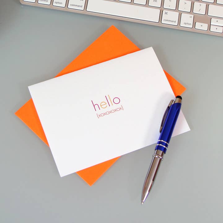 Hello Xoxox Note Card - Box Of 6 for wholesale by Sky of Blue Cards