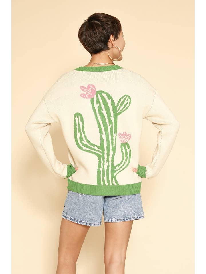 Grøn multi Kaktus blomstercardigan for engroshandel på Faire3