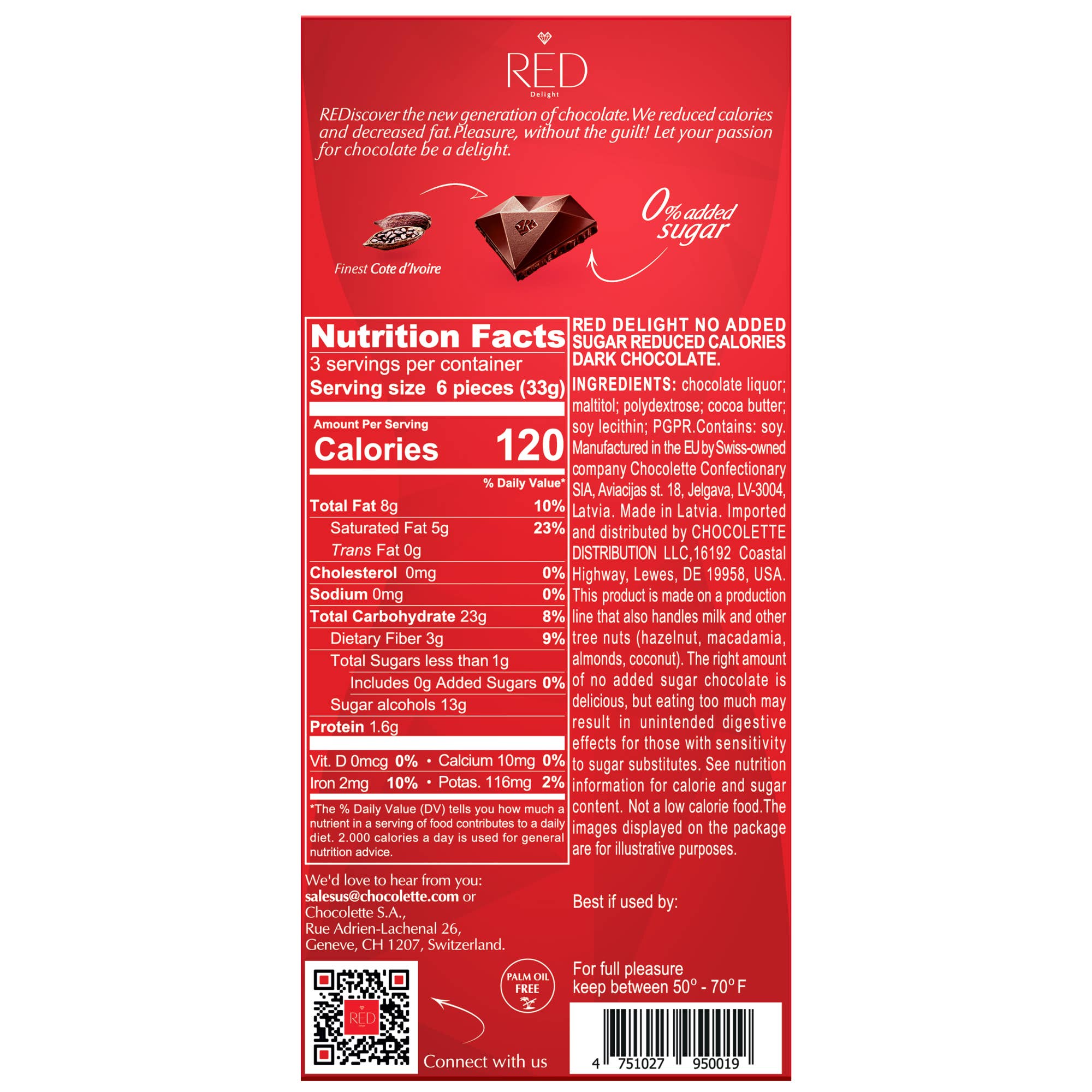 RED Chocolate - Wholesale Chocolate Bar - RED Delight®™ Dark Chocolate 3.53oz Bars4