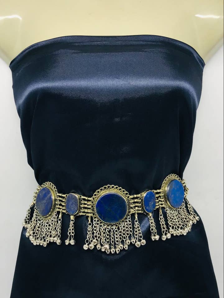 Afghaanse Lapis stenen buikriem, buikdansriem vintage voor wholesale door vintarust