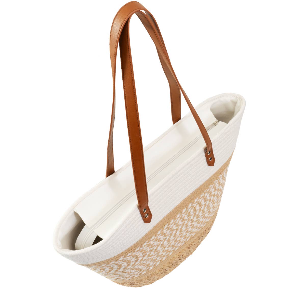 Magid - Wholesale Draagtas - Dames - Magid Natuurlijke Katoenen Geweven & Imitatie Leren Schoudertas4