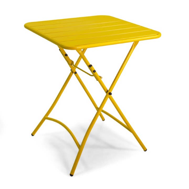 jaune Table pliante en métal Rovigo jaune 60x60 cm x H72 cm en vente sur Faire3