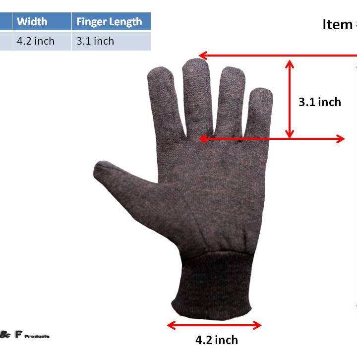 G & F Products - Wholesale Gloves - Unisex - Heavy Weight 9OZ. Brown Jersey Work Gloves, 12 pairs1